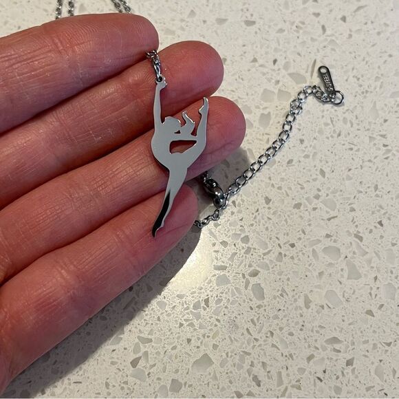 Stainless Steel gymnast Dancer Themed Pendant Necklace - Picture 4 of 8